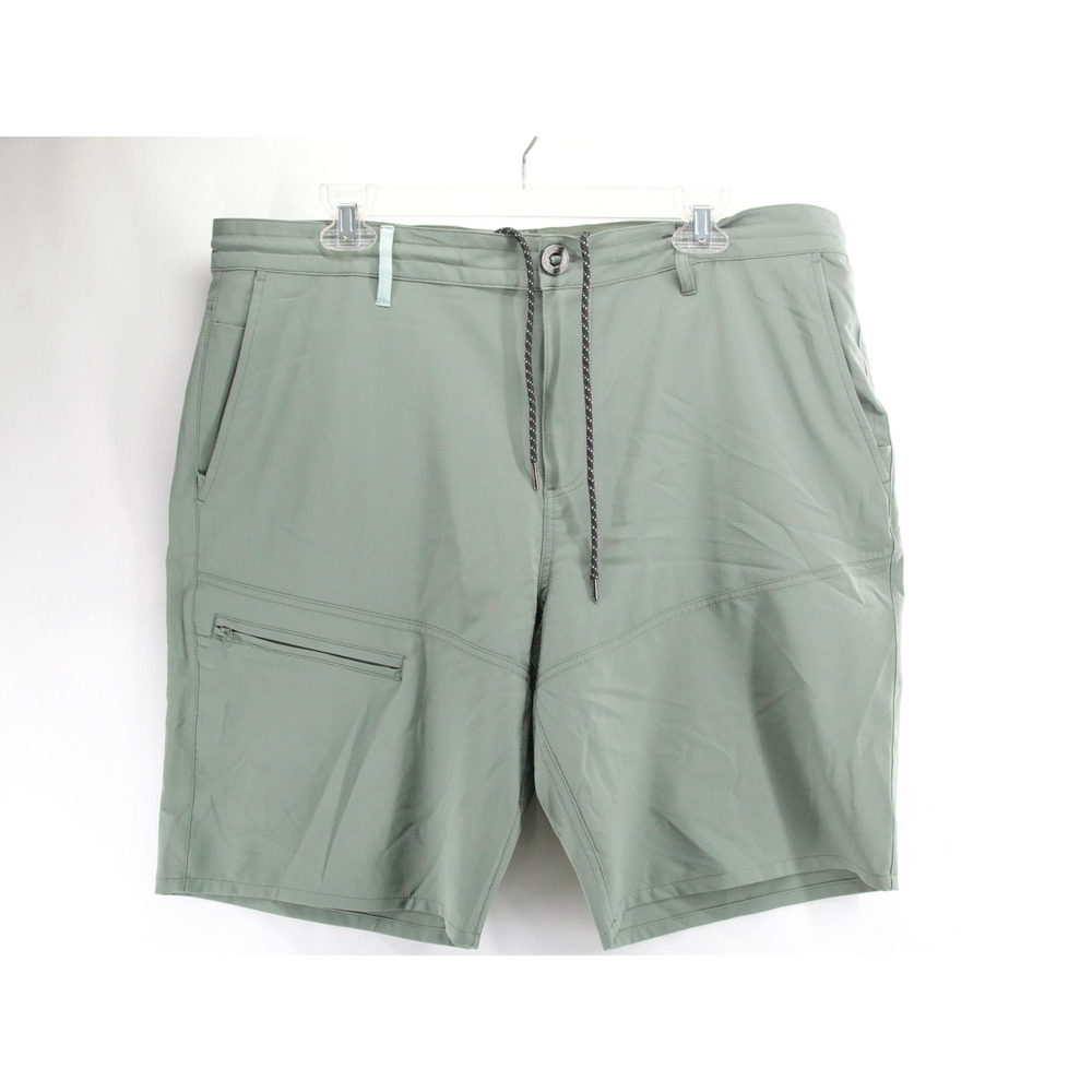 Jetty Mens 38 Green Drawstring Shorts 9" Length Pockets Performance Casual
